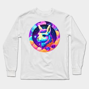 Cute Colorful Llama Funny No Drama Llama Long Sleeve T-Shirt